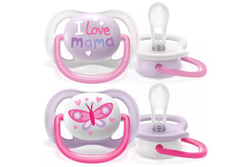 Suzeta PHILIPS AVENT Ultra Air, 0-6 luni, 2 buc, roz-mov
